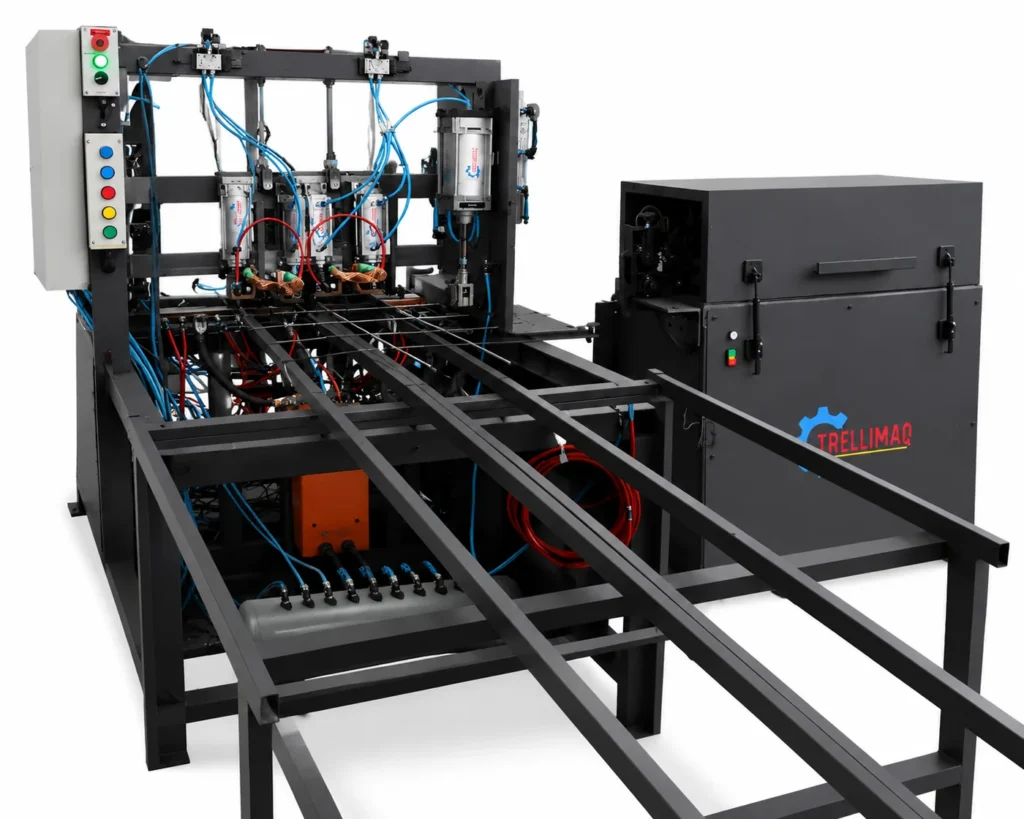 Máquina de coluna armada Trellimaq Black 400 PRO, vista completa com painel e gabinete
